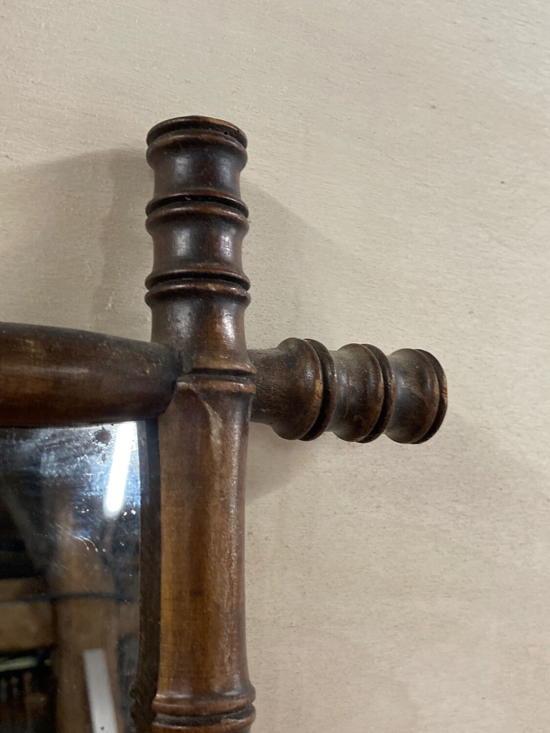 Mirror 45x51cm rectangular wood imitation bamboo 1960