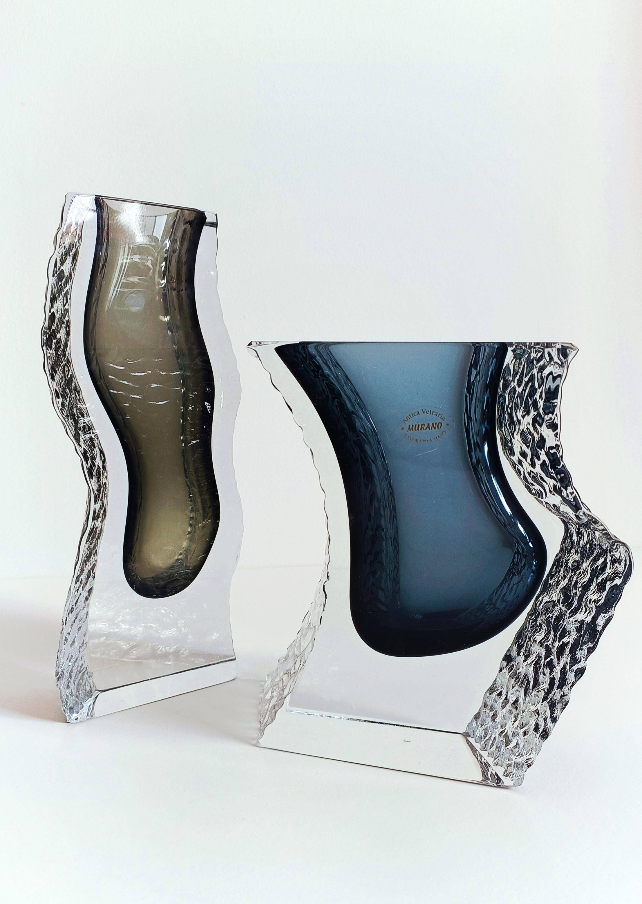Alessandro Mandruzzato Murano Glass Vases, Hand-Blown, Italy, 1970s