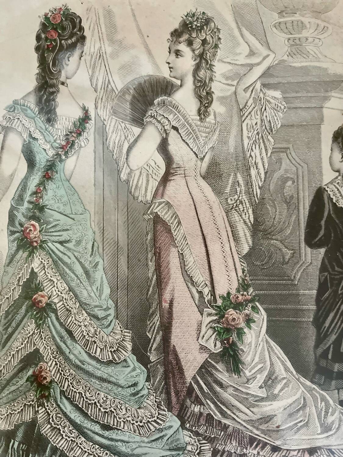 Gravure de mode de paris ancienne