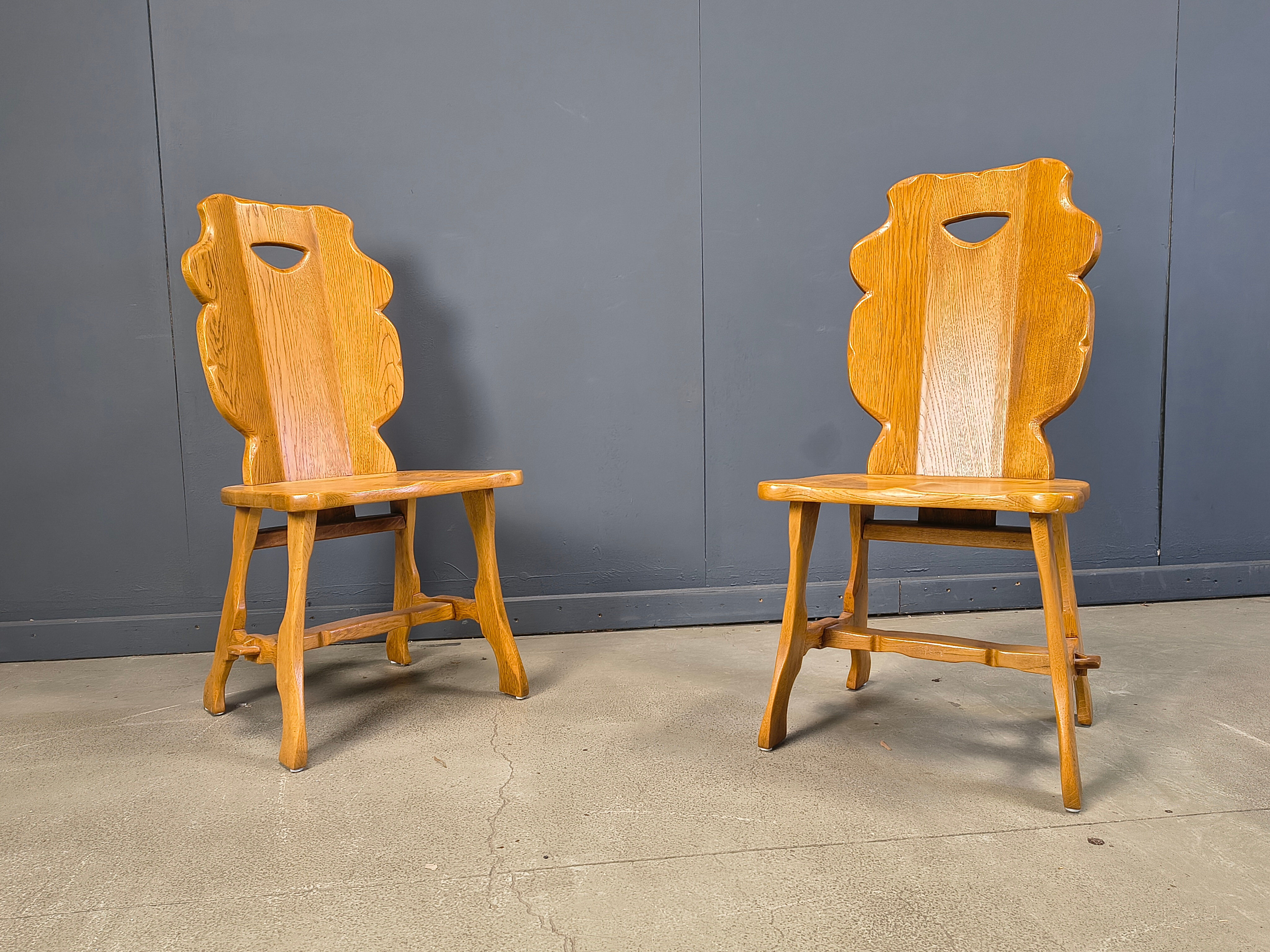 Vintage rustic dining chairs, set of 4 - 1960s