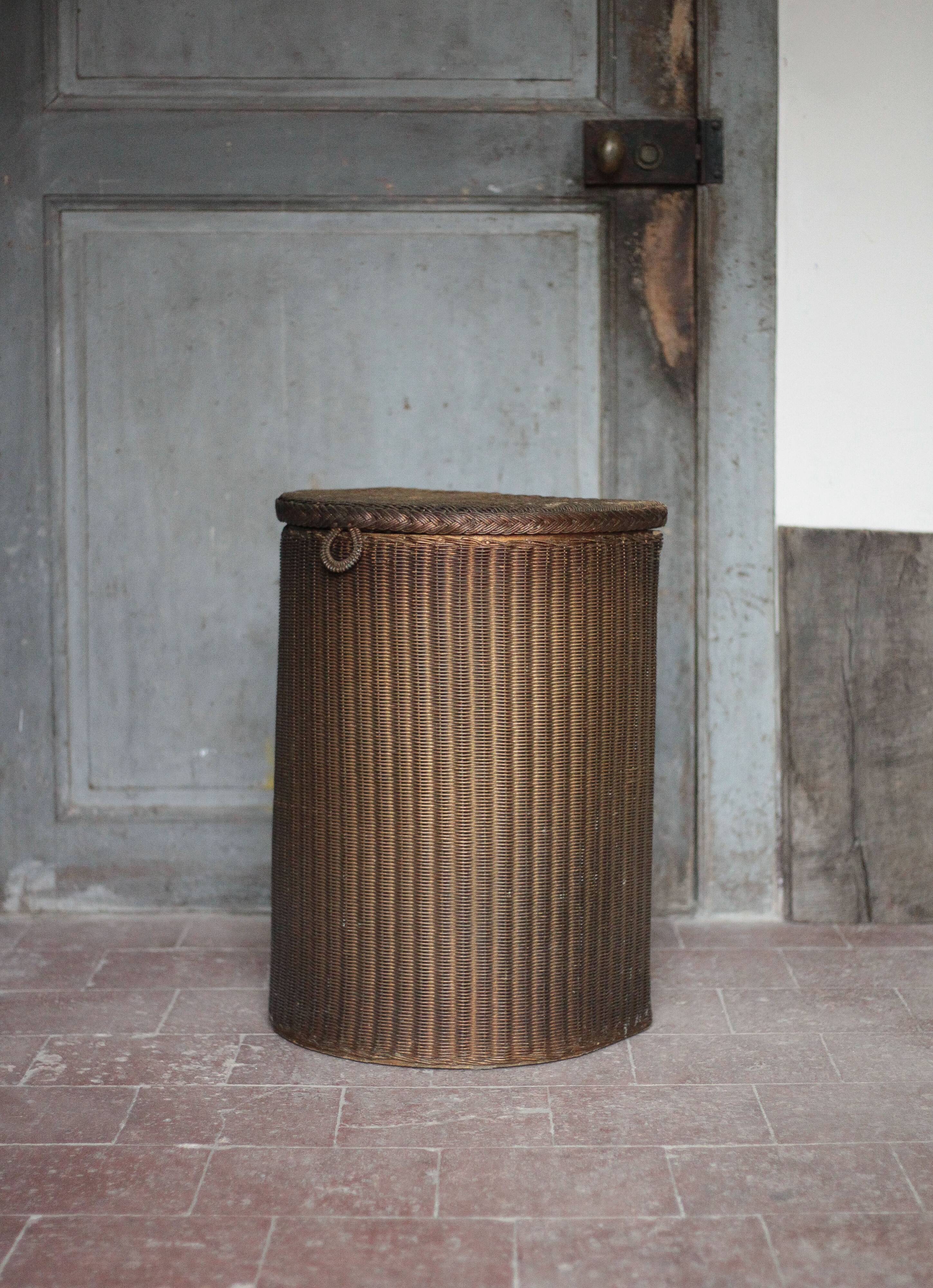 Lloyd Loom chest from England from the 1930s, wicker storage trunk.