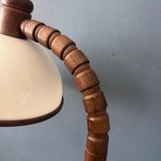 Mid-century floor lamp in brown wood by Steinhauer with an acrylic glass shade.