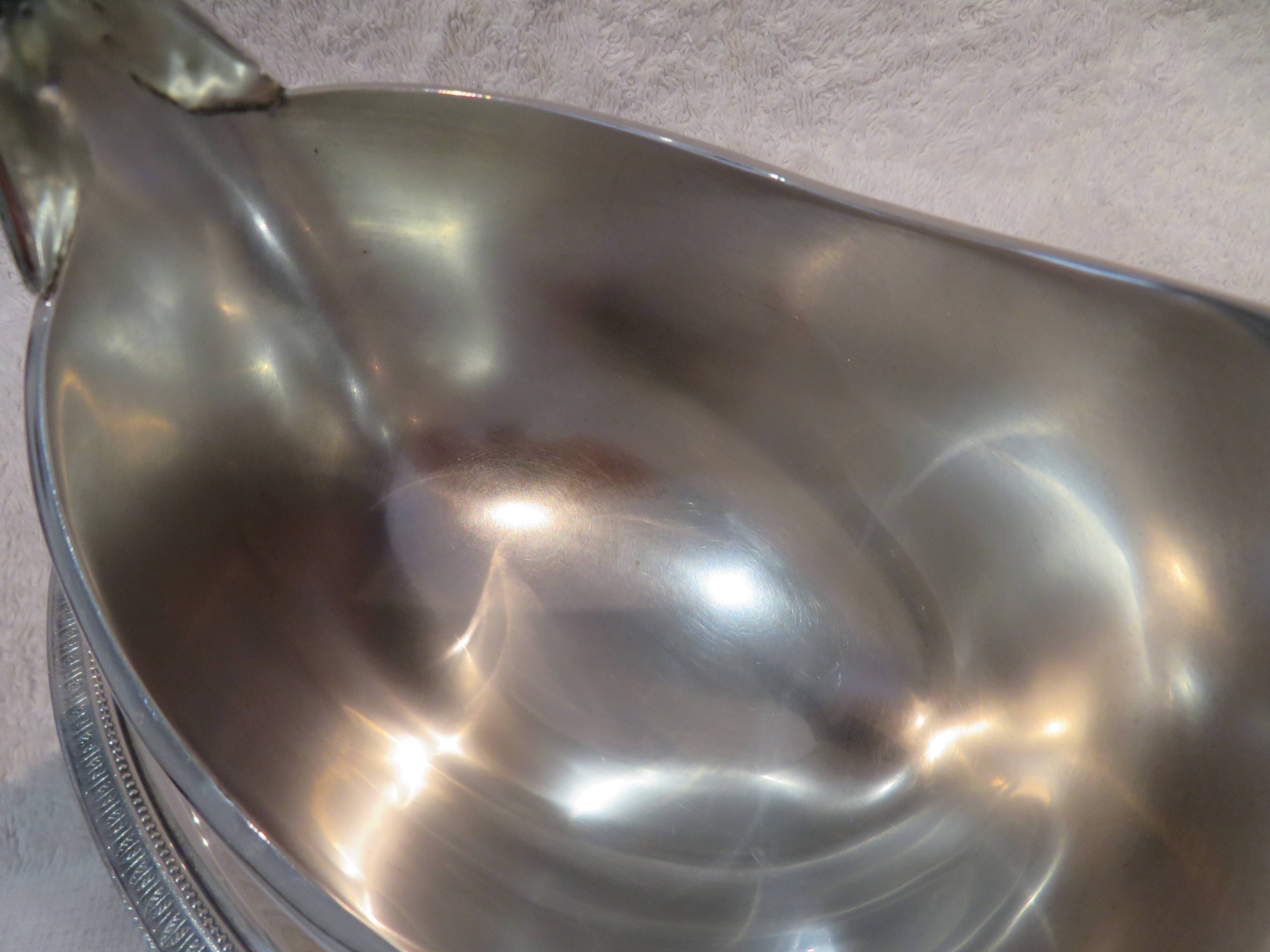 Superb silver-plated sauce boat by Christofle Malmaison, Aigle Empire