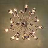 Lustre Sputnik en métal chromé, 20 points lumineux, années 70