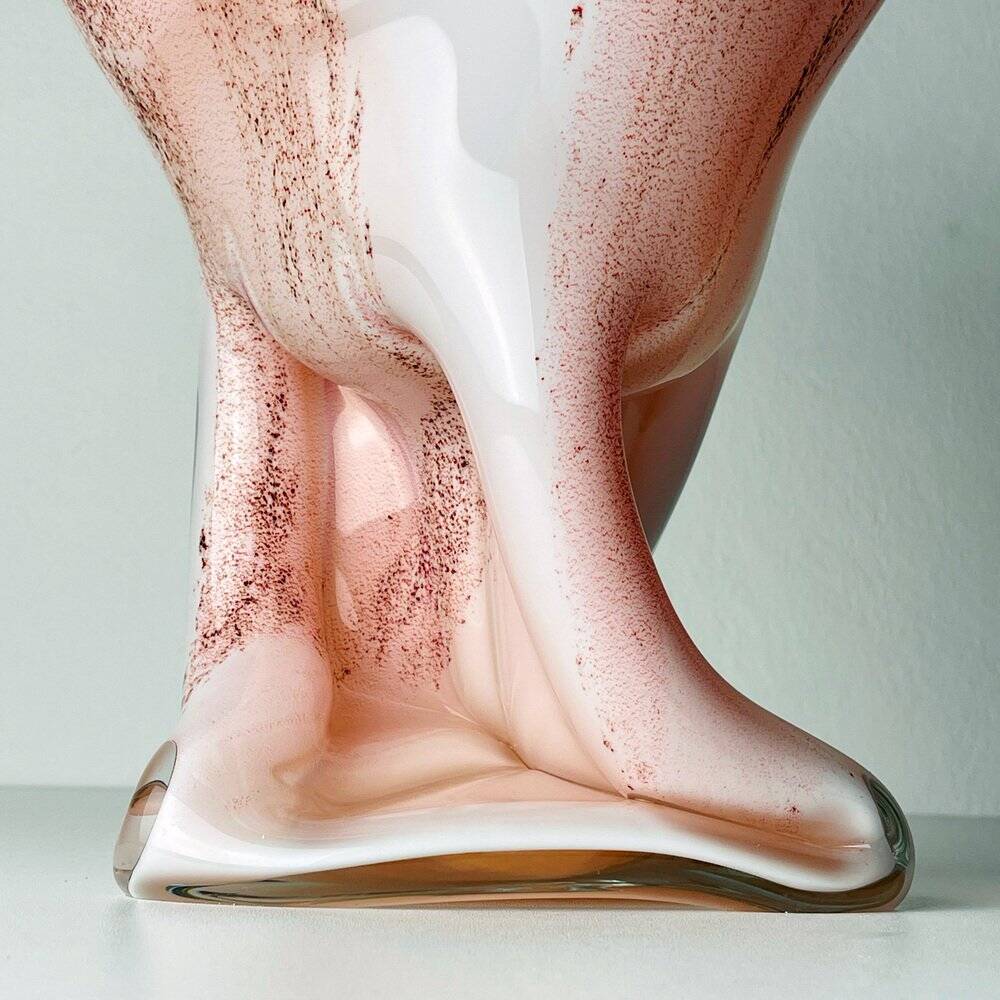 Vintage Murano vase in red and white, Italy, 1970s.