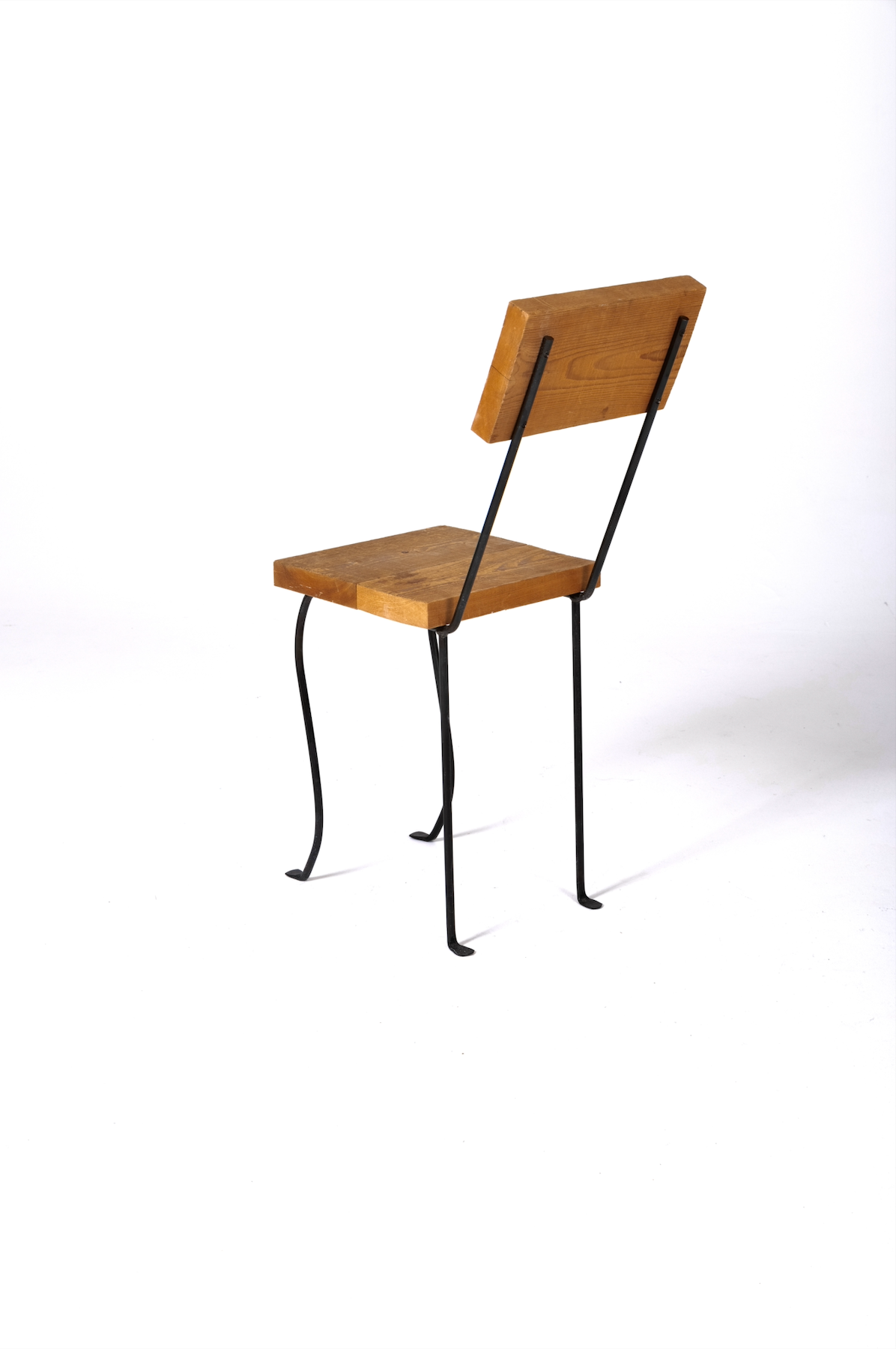 Chair in wood and black metal, 1990s