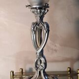 Art Nouveau hallmarked pewter lamp with very fine tulip, 1m of powered wire, 35x15