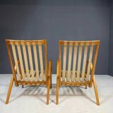 Pair of vintage lounge chairs by Jan Vaněk, removable cushions, 1940s