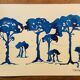 Painting, monochrome watercolor "Twilight over the Pine Forest" Provence, signed