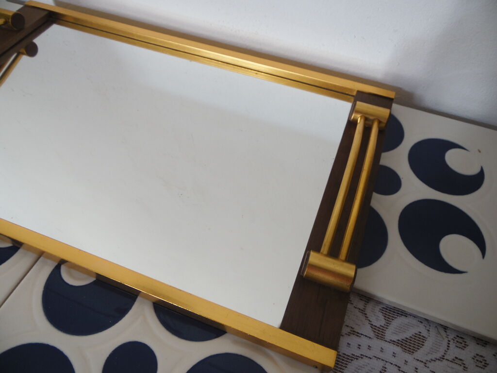 Mirror top wood and copper metal