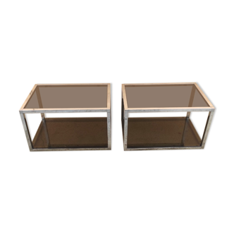 Chrome and smoked glass side tables 70's