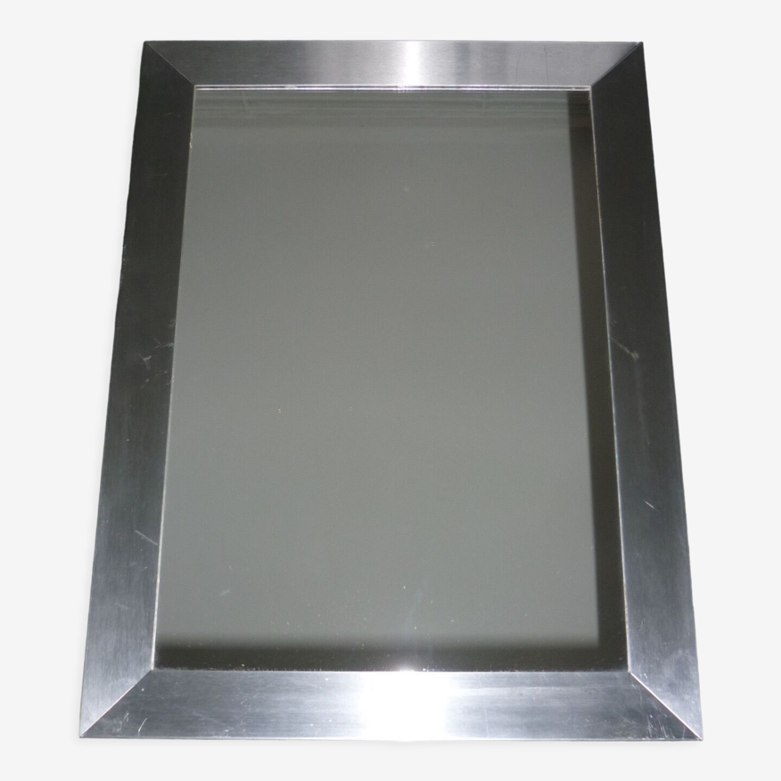 Miroir rectangulaire moderne cadre en acier brossé | Selency