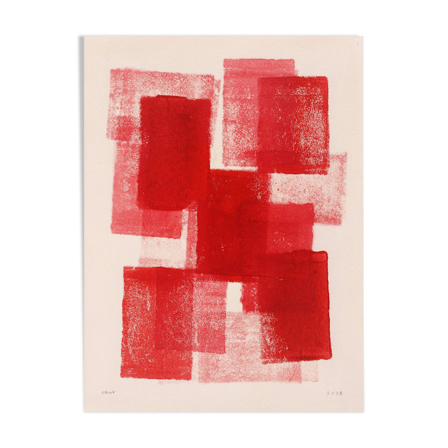 red abstract painting - painting b244 signed eawy