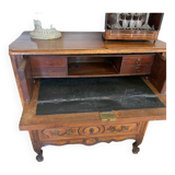 Commode secrétaire époque XIXème en merisier et loupe de frêne