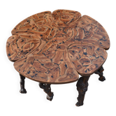 Modular coffee table in vine shoot marquetry.