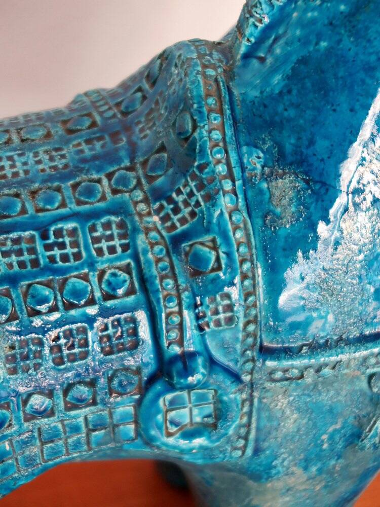 Blue Ceramic Horse Sculpture by Aldo Londi for Bitossi Fiorentino, 1960