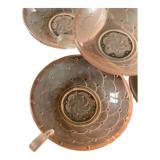 5 art deco cups pink old glass