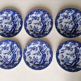 6 white and blue Japanese dessert plates