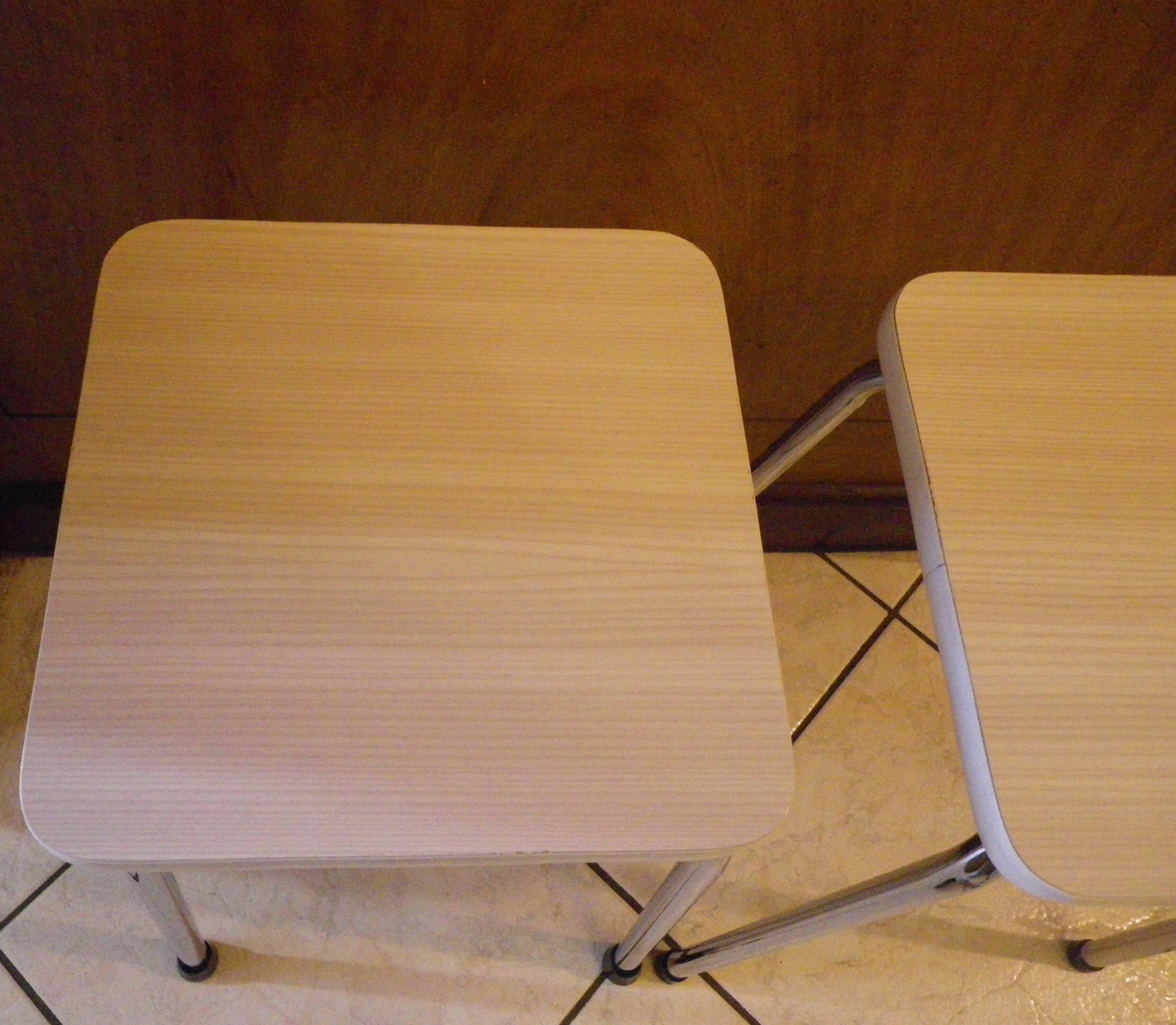 2 Scandinavian Style Stools in Formica and Chrome Steel, 1950s-60s