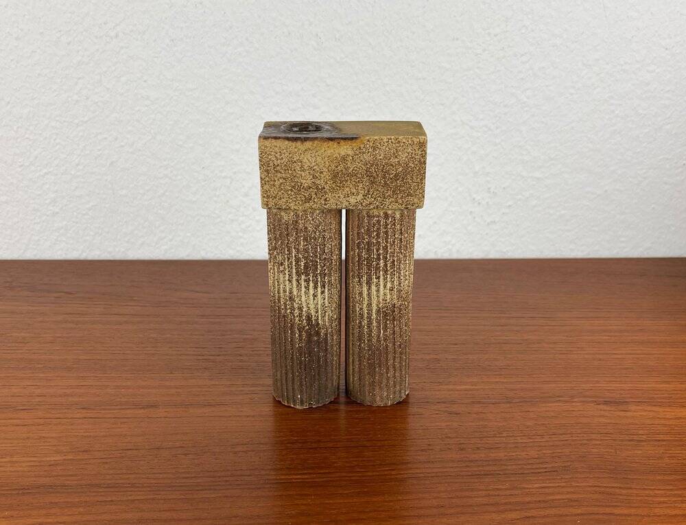 Klaus Lehmann, postmodern brutalist German pottery, sculpted column vase, 1981, ceramic