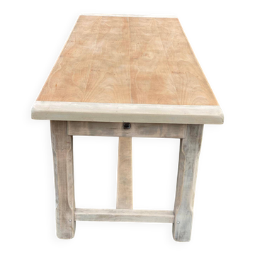Renovated 20th-century farmhouse dining table with drawer, 200cm.