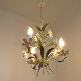 Lustre 3 feux en métal et motifs floral, France