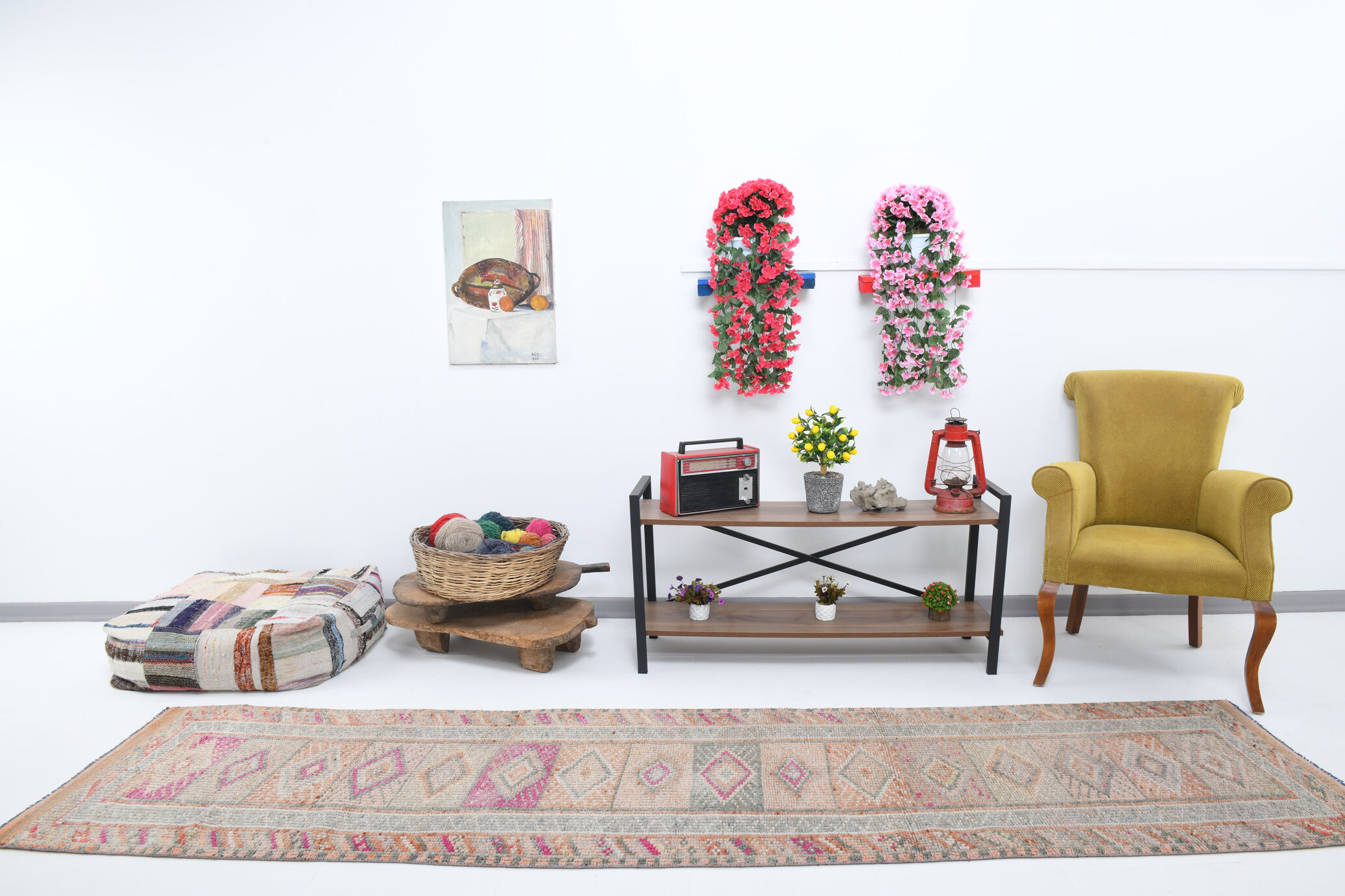 3x10 neutral handmade vintage runner rug, 78x326cm