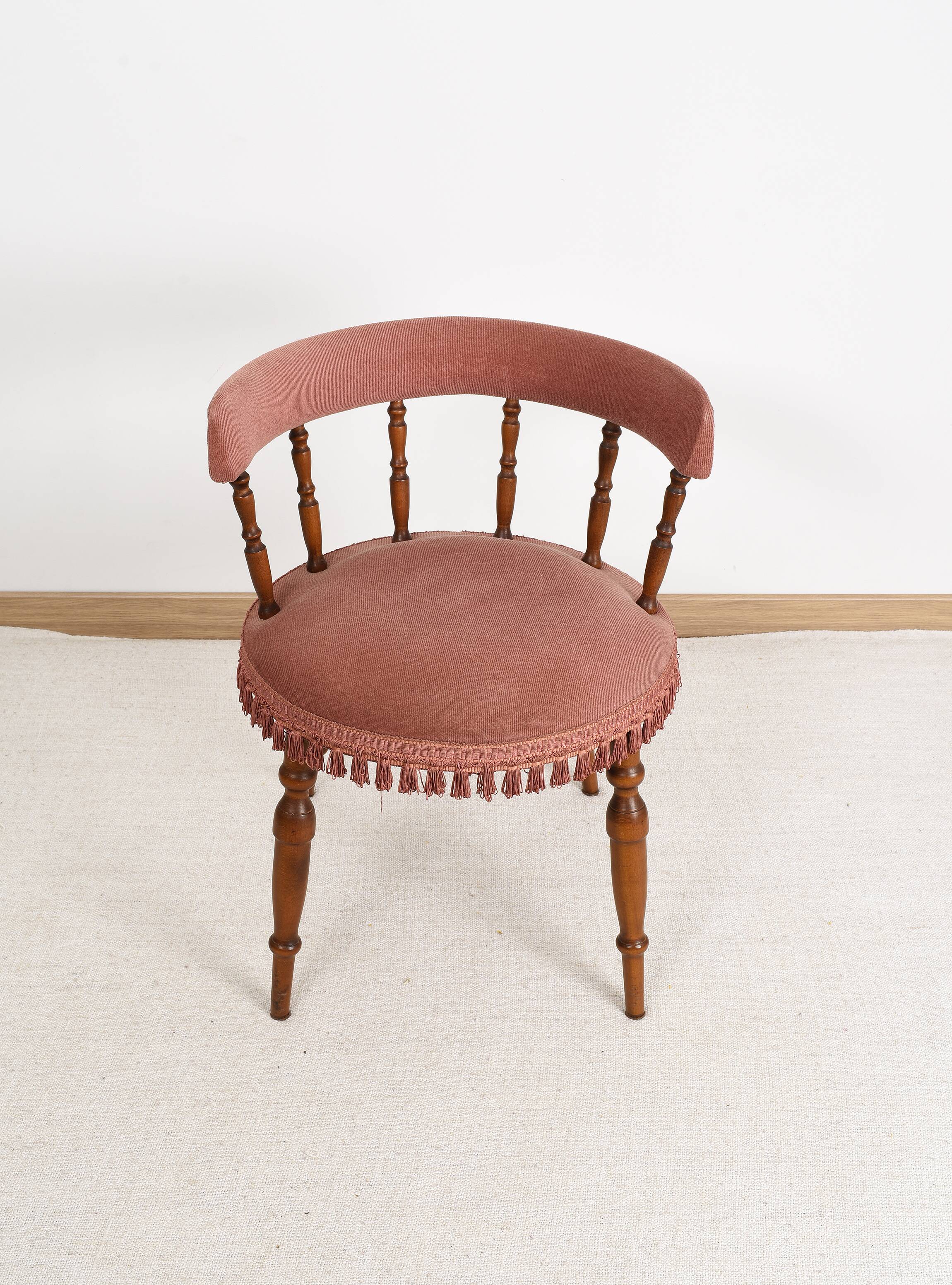 Old velvet armchair, toad style, from the 1950s