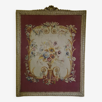 French Petit Point Embroidery In Classic Frame, Early 20th Century