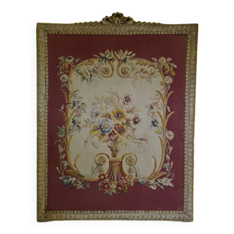 French Petit Point Embroidery In Classic Frame, Early 20th Century