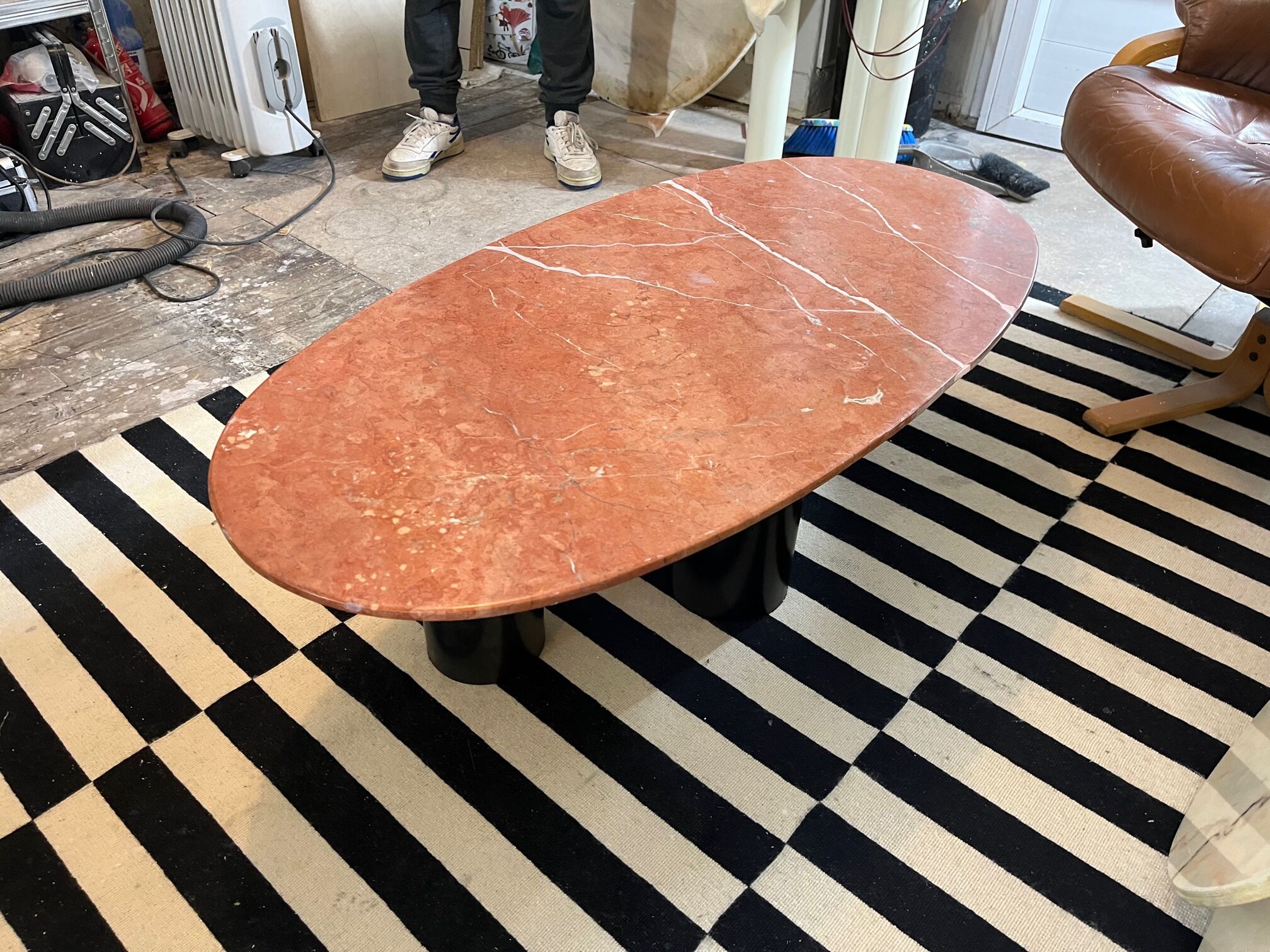 Terracotta marble coffee table and steel legs