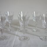 8 vintage Vannes crystal white wine glasses
