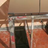 Vintage 70s chrome and smoked glass desk.