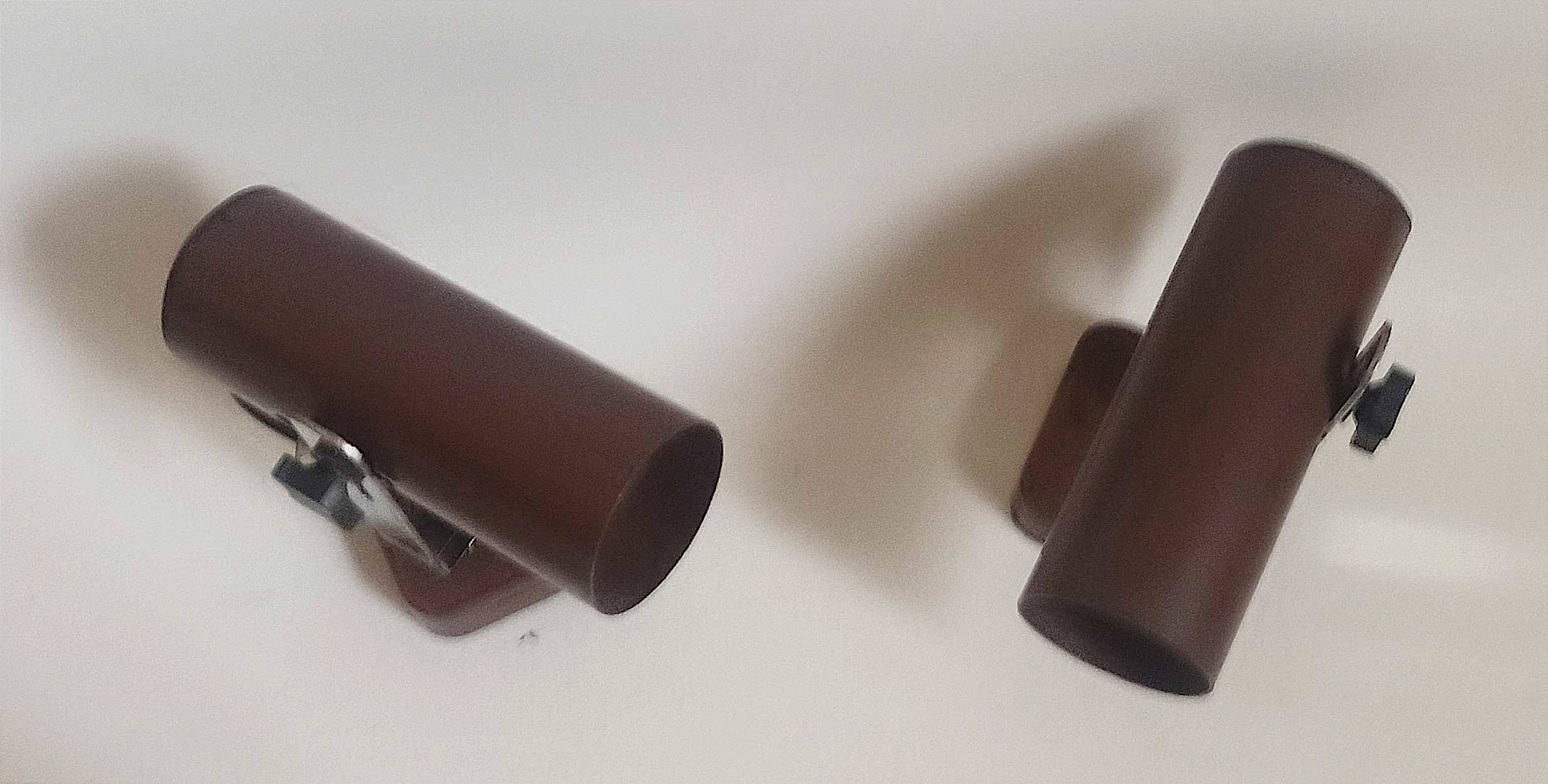 Pair of 70s dark brown adjustable wall lights