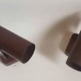 Pair of 70s dark brown adjustable wall lights