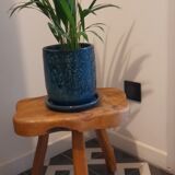 Brutalist tripod stool in solid elm