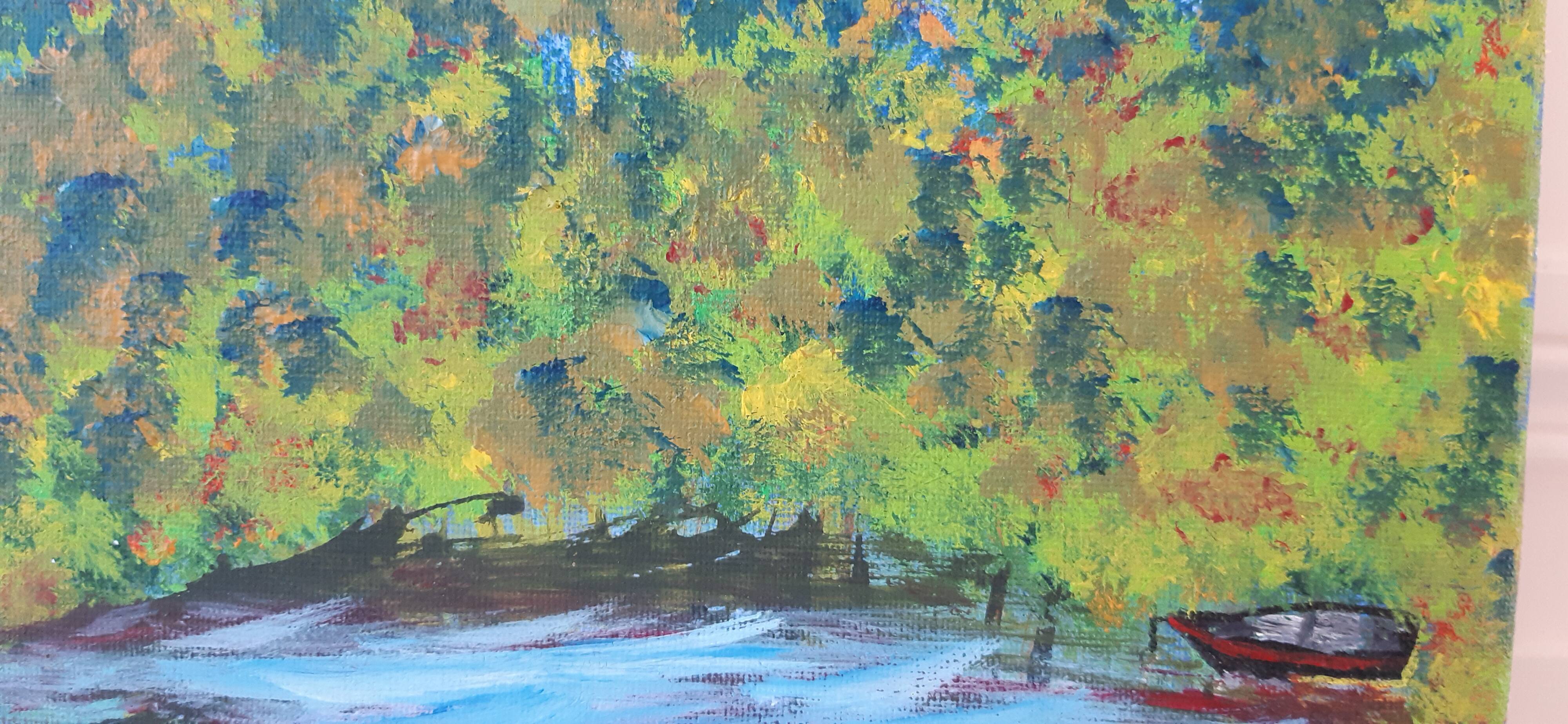 Oil on canvas painting vintage landscape