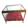 Napoleon III jewelry box, beveled glass and gilded brass, red padded, 4 feet