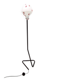 Floor Lamp with Vintage Encased Glass Shade with Red Geometrical Motifs, It