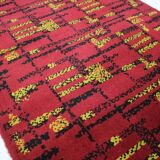 Geometric abstract wool bouclé carpet / rug, 1950s, Czechoslovakia