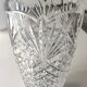 Vase vintage en Cristal de Bohème. Design stylé à motifs géométriques. Boho-chic. Haut 24,5 cm