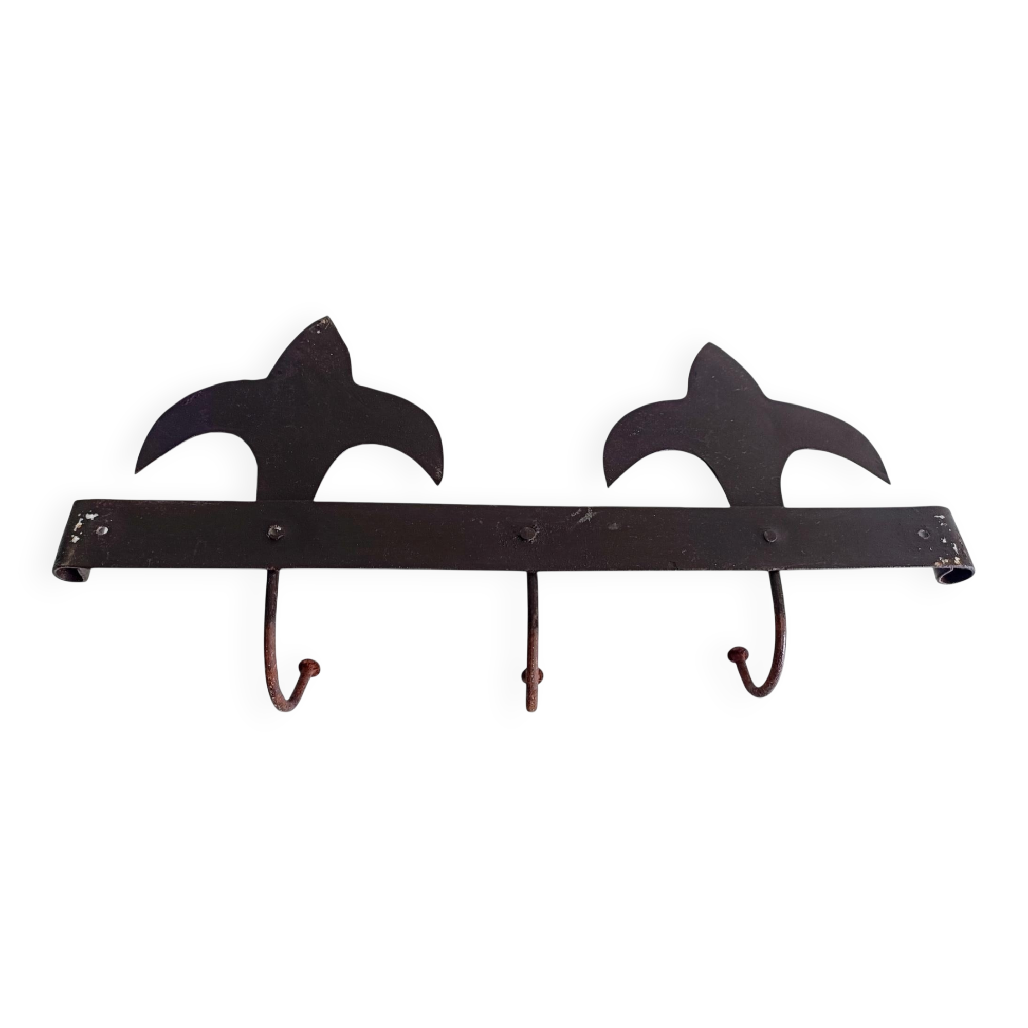 Antique French Provincial Wrought Iron Coat or Hat Rack with Fleur-de-Lis