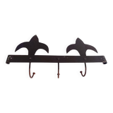 Antique French Provincial Wrought Iron Coat or Hat Rack with Fleur-de-Lis