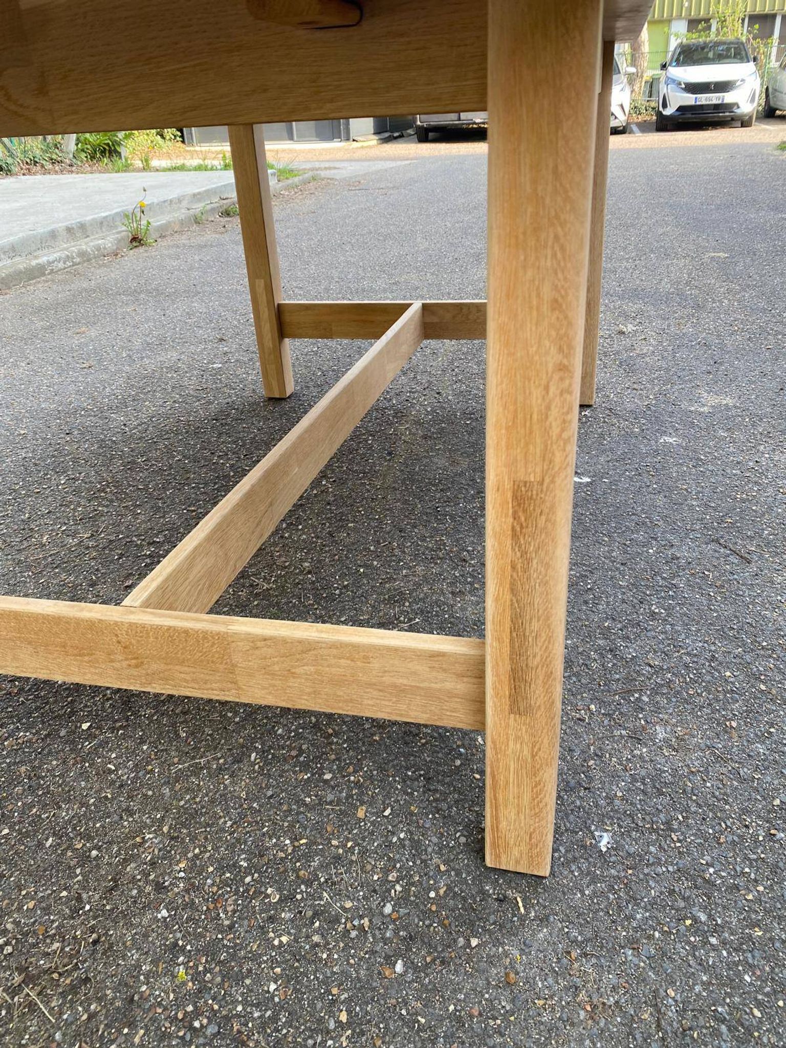 Table à manger scandinave rénovée en chêne 145-200cm