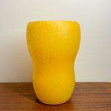 Vintage yellow frosted glass vase
