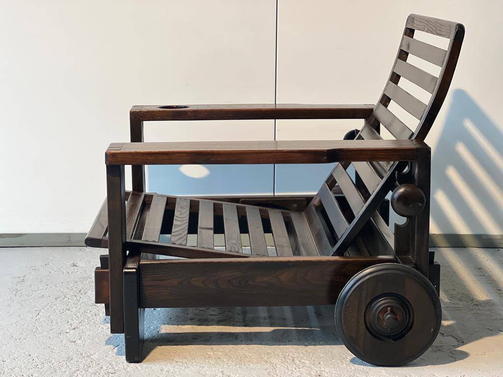 Wooden armchair with ottoman 1965