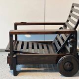 Wooden armchair with ottoman 1965