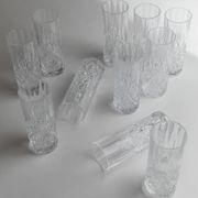 Vintage Transparent Crystal Glasses Set of 11 - Italian 1970s Tableware