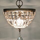 Louis XVI style bronze ceiling light and glass pendants