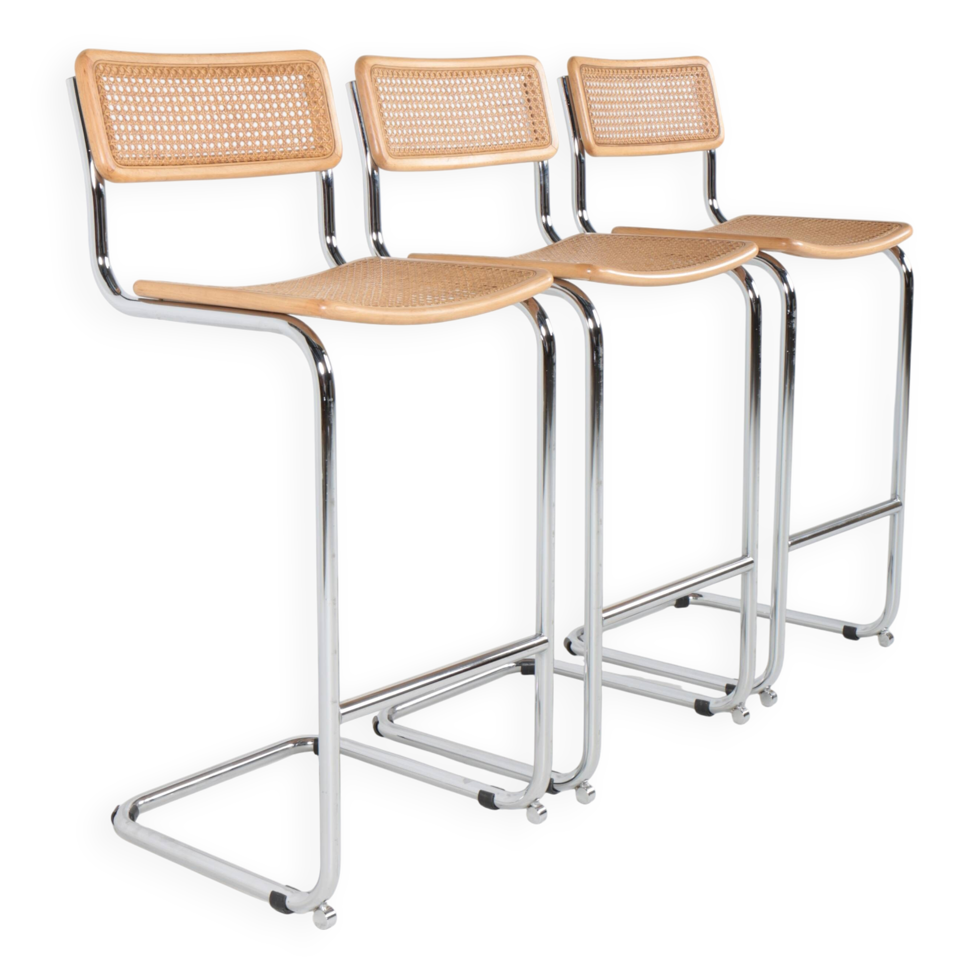3 tabourets de bar vintage Cesca, Marcel Breuer, années 70